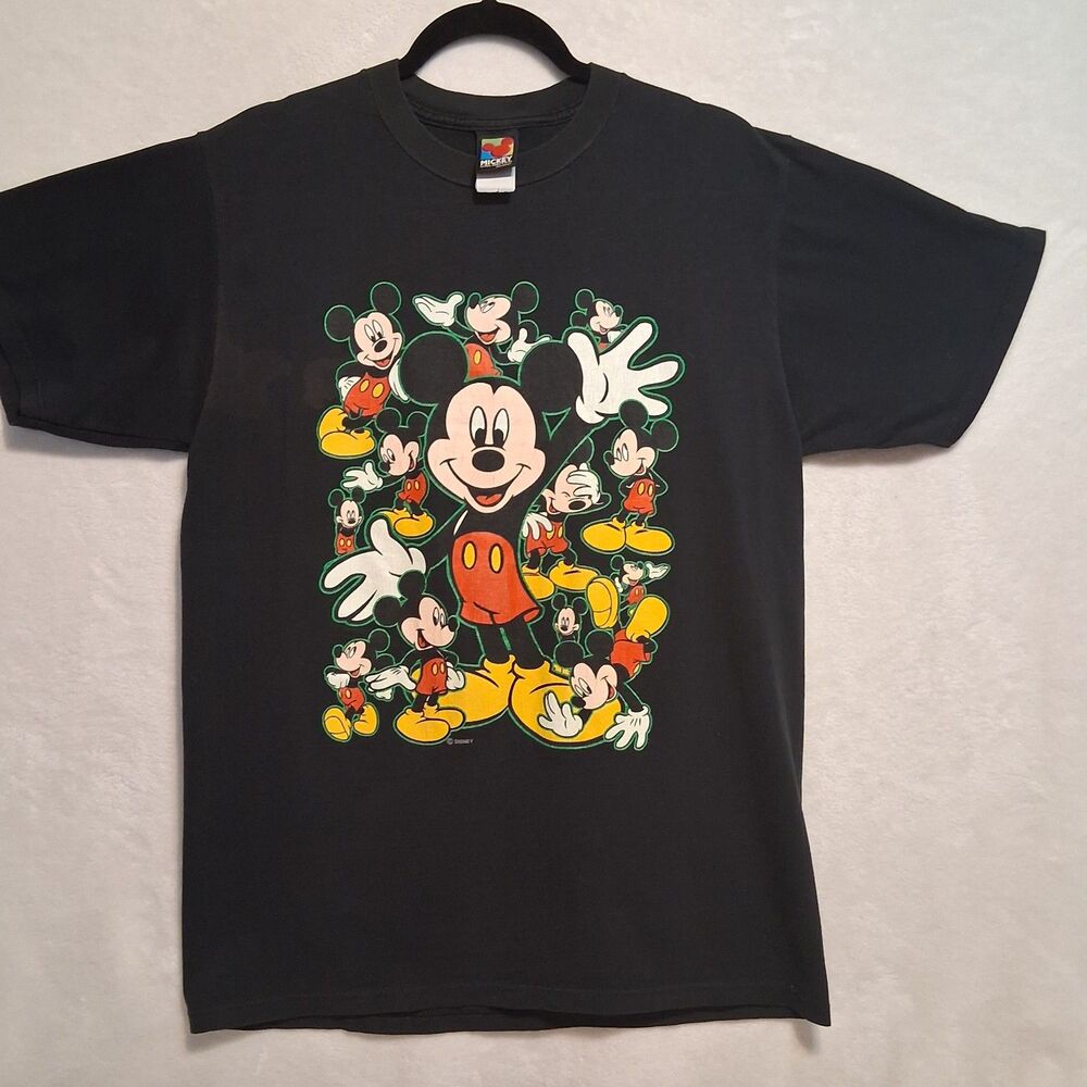 Mickey Unlimited L Shirt Black Disney 90s Vintage Mickey Mouse Graphic Tee Flaw